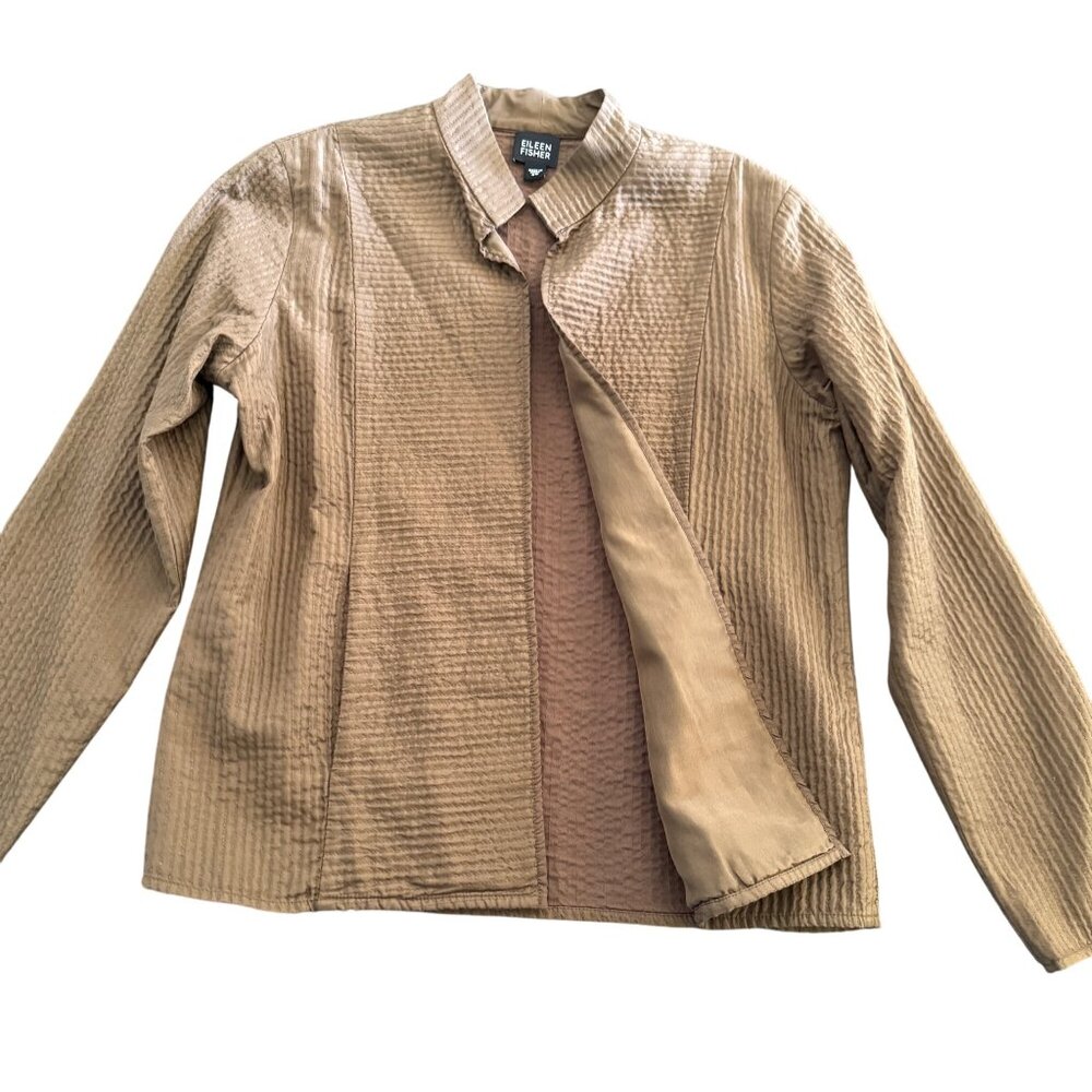Eileen Fisher Women's 100% Silk Open Front Textured LS Blazer Top, Size XS - Picture 3 of 7